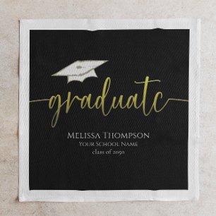Graduate Gold Graduation Cap Modern Class of Napkins