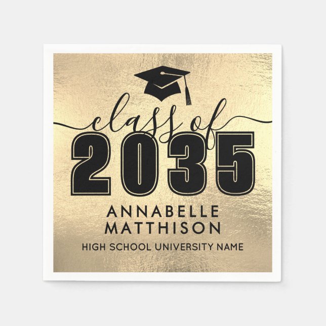 Graduate Gold Graduation Napkins (Front)