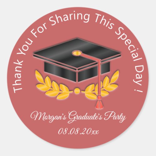 Graduate Gold Gray Students Black Cup Favor Rose  Classic Round Sticker