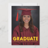 Graduate Gold Maroon Photo Graduation Announcement (Front)