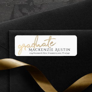 Graduate Gold Script Elegant Hand-Lettered Brush Label