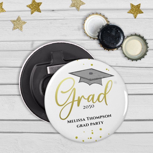 Graduate Gold Script Fun Party Graduation Bottle Opener (Creator Uploaded)