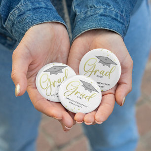 Graduate Gold Script Graduation Party Button Favor