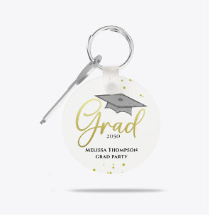 Graduate Gold Script Graduation Party Favor  Keychain
