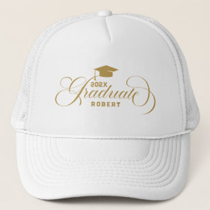 Graduate-Gold Script Typography Custom Text Trucker Hat
