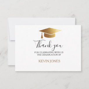 Graduate gold tassel cap elegant thank you  card