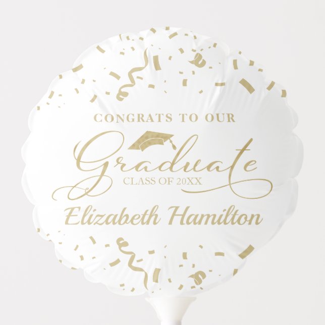 Graduate Gold White Graduation Party Balloon (Front)