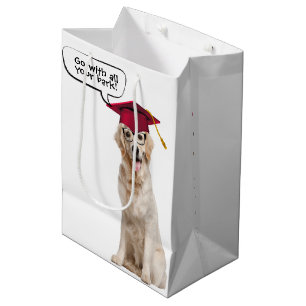 Graduate Golden Retriever with Glasses Medium Gift Bag