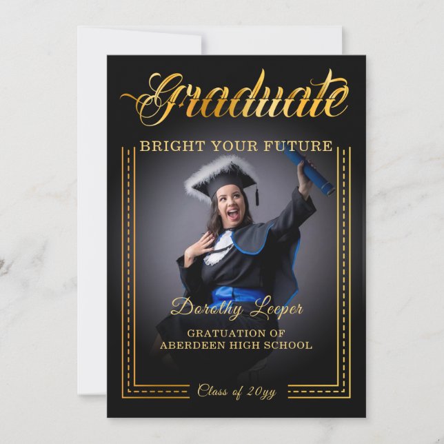Graduate. Golden touch Brighten your future Invitation (Front)