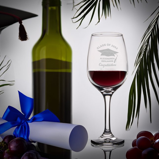 Graduate Grad Graduation Class Congratulations Wine Glass (Graduate Grad Graduation Class Congratulations Wine Glass personalize as a gift from family. )