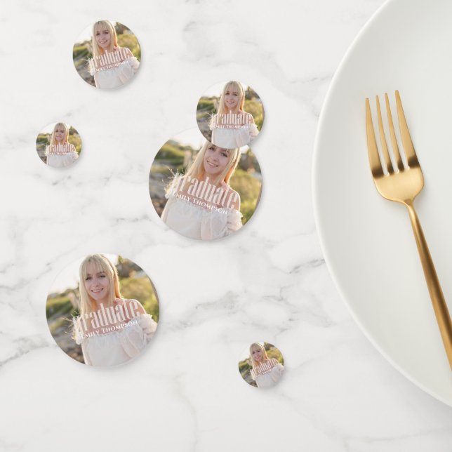Graduate Grad Typography Graduation Photo Simple Confetti (Group)