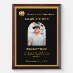 Graduate Graduation 2026 Photo School College Gold Award Plaque