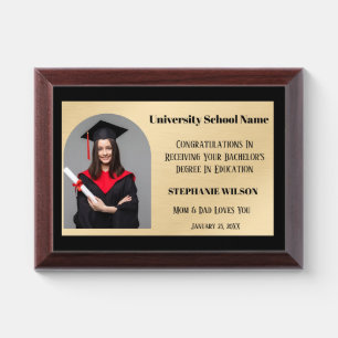 Graduate Graduation 2026 School Photo Gold Award Plaque