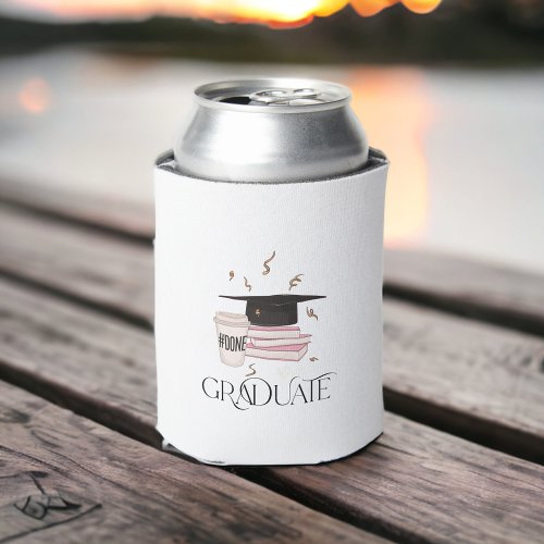 Graduate Graduation Cap Books Coffee 2023 Can Cooler