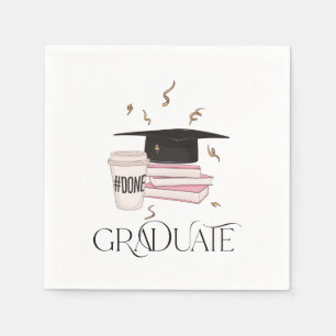 Graduate Graduation Cap Books Coffee Napkins