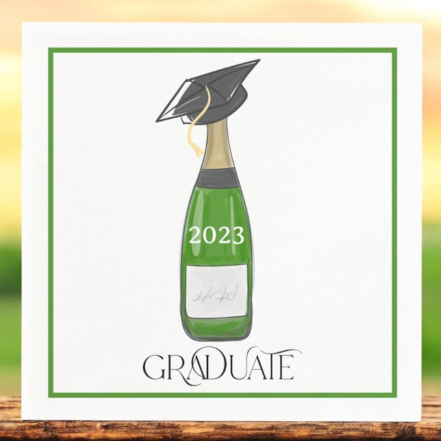 Graduate Graduation Cap Champagne Class of Border Napkins (Creator Uploaded)