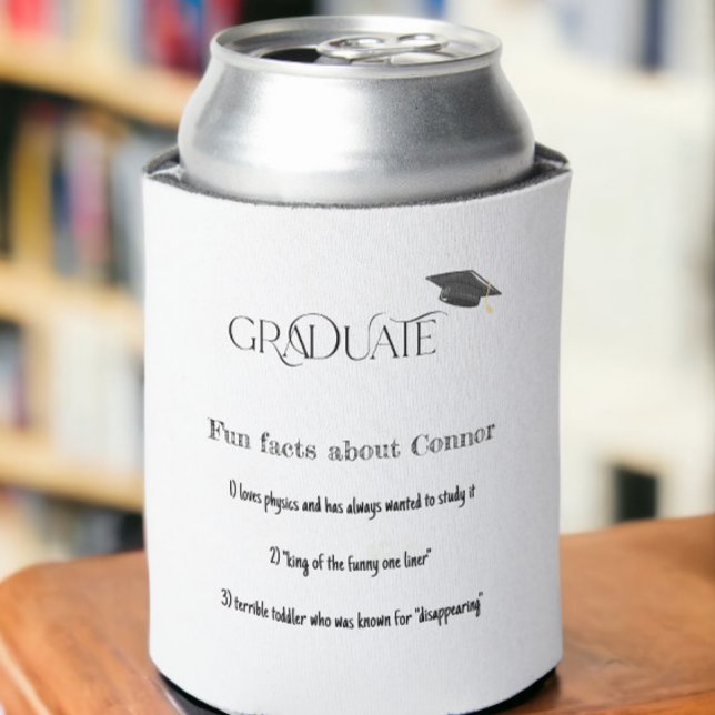 Graduate Graduation Cap Fun Facts 2023 Can Cooler (Creator Uploaded)