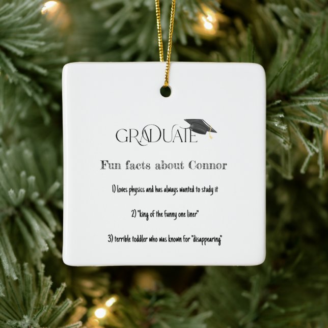 Graduate Graduation Cap Fun Facts Ceramic Ornament (Tree)