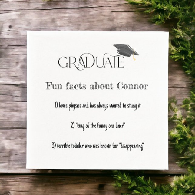 Graduate Graduation Cap Fun Facts Napkins (Creator Uploaded)