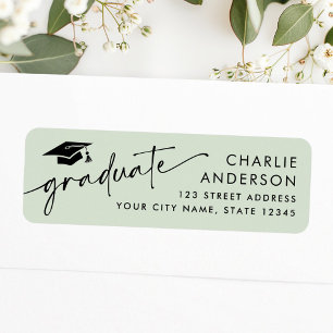 Graduate graduation cap light green return address label