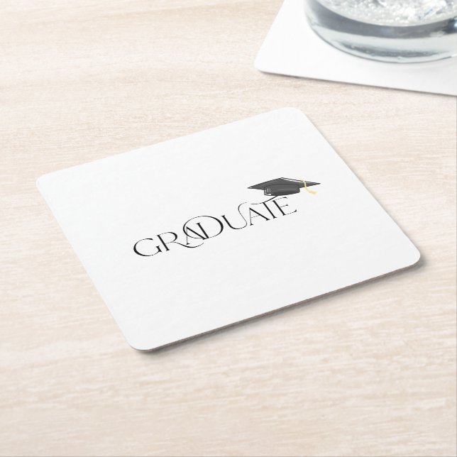 Graduate Graduation Cap Square Paper Coaster (Angled)