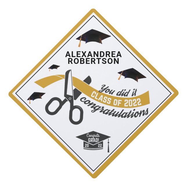 Graduate Graduation Class of 2022 Personalize Cap Topper (Front)