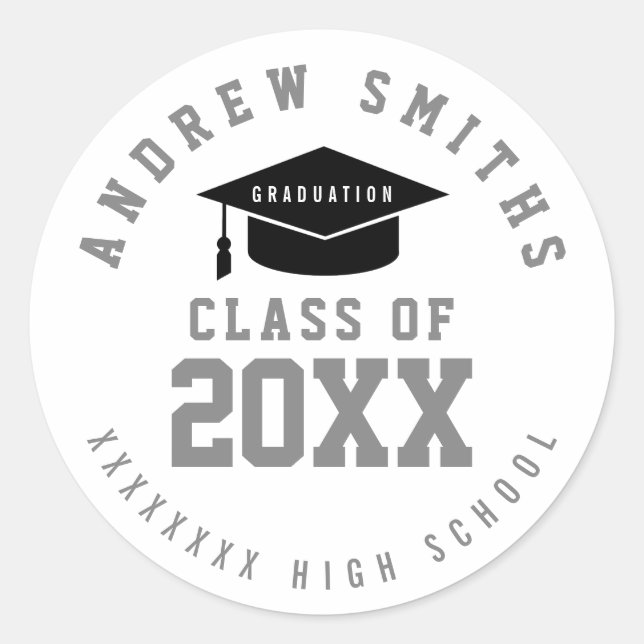 graduate / graduation class of classic round sticker (Front)