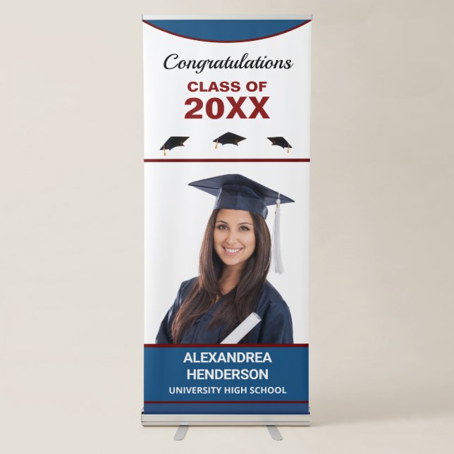Graduate Graduation Class Photo Congratulations Retractable Banner (Front)
