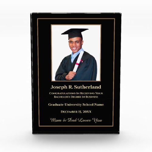 Graduate Graduation College Gold Modern Custom Photo Block