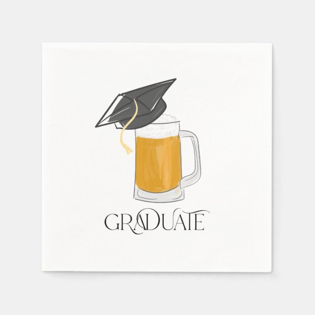 Graduate Graduation Grad Cap Beer Napkins (Front)