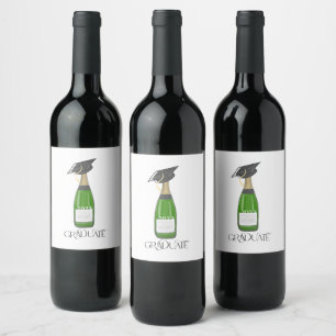 Graduate Graduation Grad Cap Sparkling Wine Custom Label