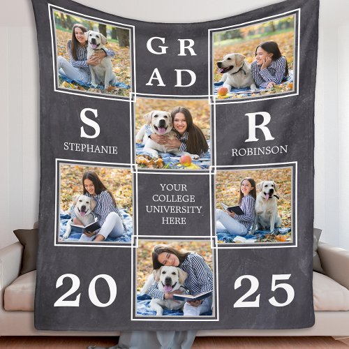 Graduate Graduation Keepsake Unique Photo Collage Fleece Blanket