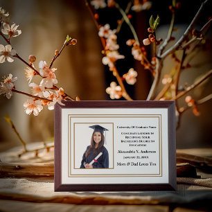 Graduate Graduation Photo Gold Congratulations  Award Plaque