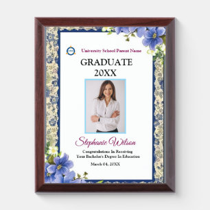 Graduate Graduation Photo Gold Logo Modern  Award Plaque