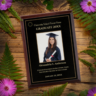Graduate Graduation Photo Gold Logo Modern Award Plaque