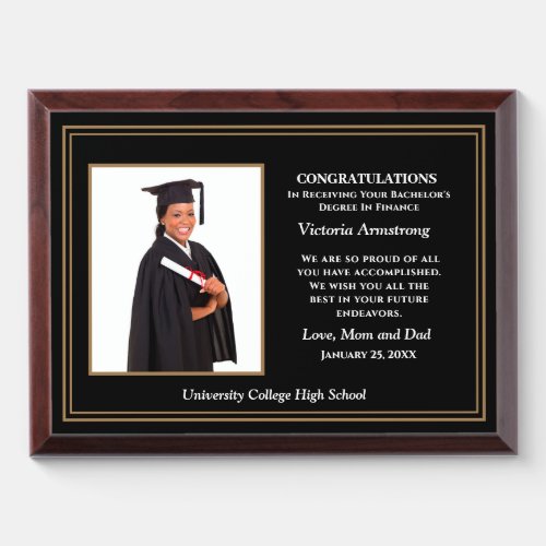 Graduate Graduation Photo Personalize Award Plaque