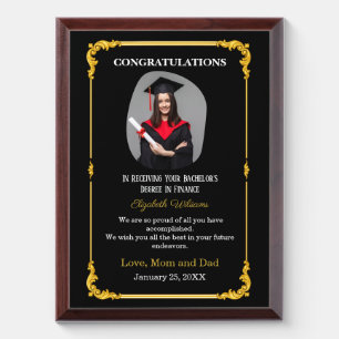 Graduate Graduation Photo Personalized gold Award Plaque