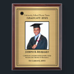 Graduate Graduation Photo School College Gold  Award Plaque<br><div class="desc">Graduate Graduation Photo School College Gold Award Plaque for your graduate in high school or college. Great from your school or as a gift from family members to the graduate. Replace with your information, logo or symbol and photograph. Great to use for Award ceremonies or just to thank someone for...</div>