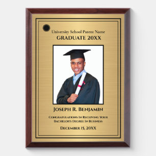 Graduate Graduation Photo School College Gold  Award Plaque