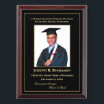 Graduate Graduation Photo School College Gold  Award Plaque<br><div class="desc">Graduate Graduation Photo School College Gold Black Award Plaque for your graduate in high school, university, college or program. It is a great gift from family members or friends to the graduate or graduates. Replace with your information and photograph. Great to use for Award ceremonies or just to thank someone....</div>