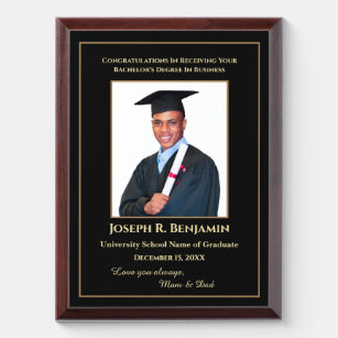 Graduate Graduation Photo School College Gold  Award Plaque