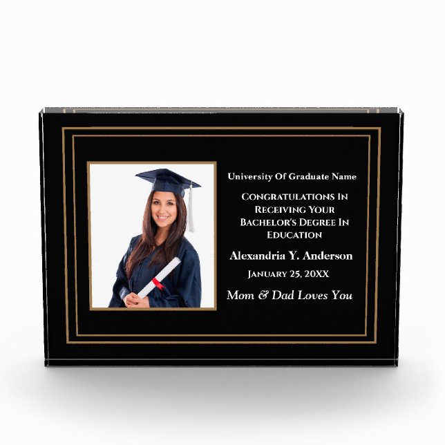 Graduate Graduation School Award Personalize Photo Block (Front)