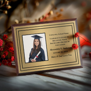 Graduate Graduation School Photo Gold Personalize Award Plaque