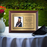 Graduate Graduation School Photo Gold Personalize Award Plaque<br><div class="desc">Graduate Graduation School Photo Gold Personalize Award Plaque for your graduate in high school or college. Great gift from family members to the graduate. Replace with your information and photograph. Great to use for Award ceremonies or just to thank someone for their service.</div>