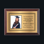 Graduate Graduation School Photo Gold Personalize Award Plaque<br><div class="desc">Graduate Graduation School Photo Gold Personalize Award Plaque for your graduate in high school or college. Great gift from family members to the graduate. Replace with your information and photograph. Great to use for Award ceremonies or just to thank someone for their service.</div>