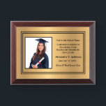 Graduate Graduation School Photo Gold Personalize Award Plaque<br><div class="desc">Graduate Graduation School Photo Gold Personalize Award Plaque for your graduate in high school or college. Great gift from family members to the graduate. Replace with your information and photograph. Great to use for Award ceremonies or just to thank someone for their service.</div>