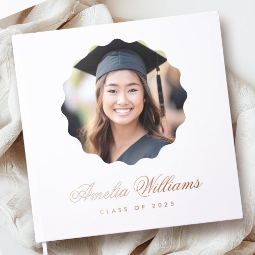 Graduate graduation white or any color photo foil guest book 