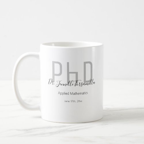 Graduate Gray Black Name PhD Coffee Mug