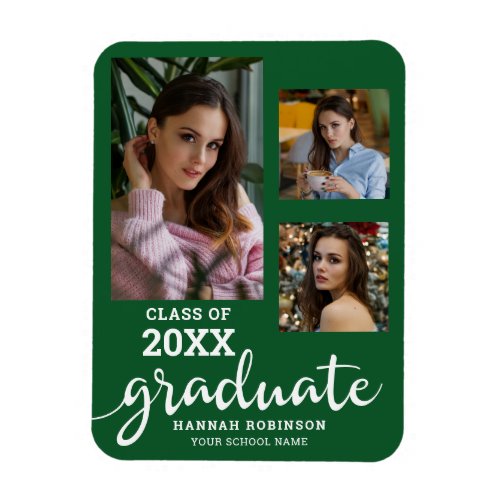 Graduate Green Photo Graduation Announcement Magnet