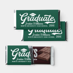 Graduate Green Script Custom Graduation Hershey Bar Favors